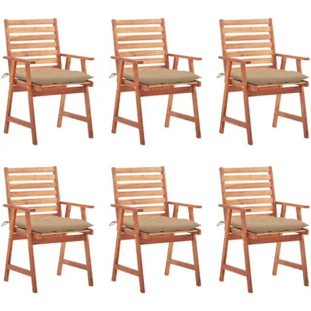 vidaXL Tuinstoelen 6 st met kussens massief acaciahout Beige