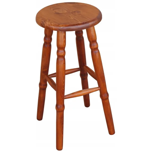 Metdrew Houten Bar Kruk 60 cm - Sierlijk Gedraaid - Kleur Kalvados