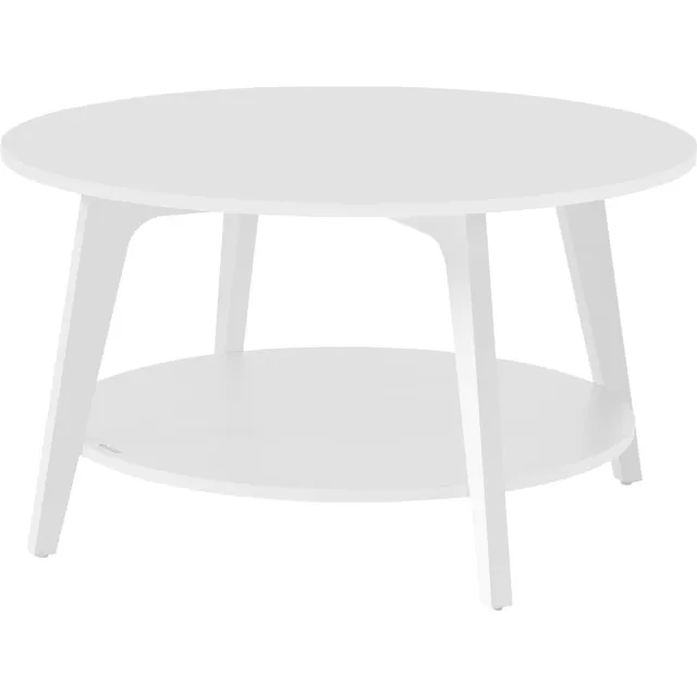 Vasagle ronde salontafel, woonkamertafel 2 niveaus, salontafel voor woonkamer, 80 cm d, 45 cm H, eenvoudig te monteren, sneeuwwit LCT243W14