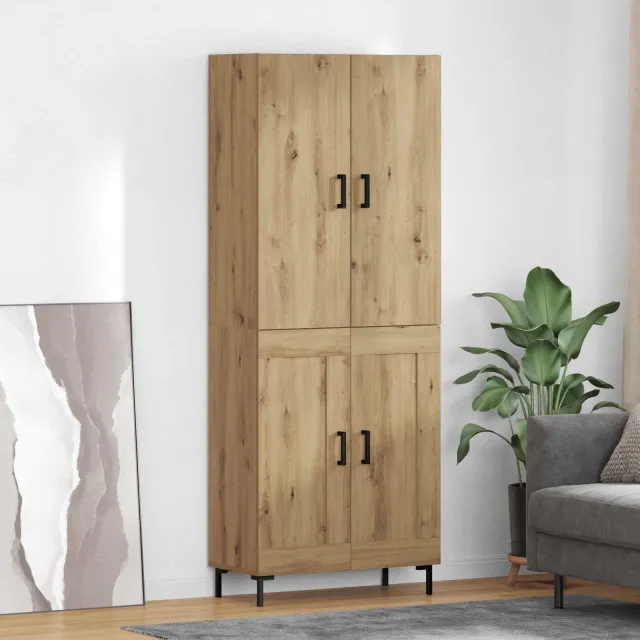 vidaXL Highboard Artisan Eiken 69,5 x 34 x 180 cm Bewerkt hout, foto 2