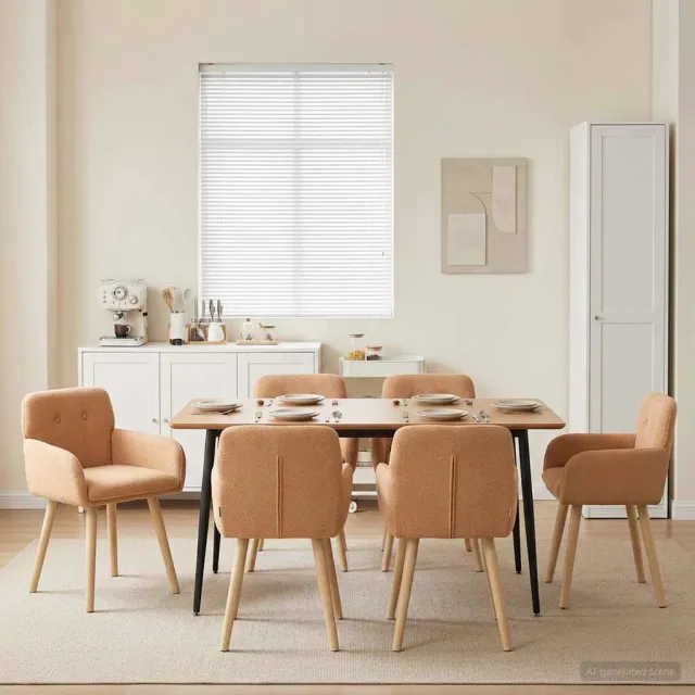 vidaXL Eettafelstoelen 6 st Bouclé Beige 59 x 56,5 x 85 cm, foto 2
