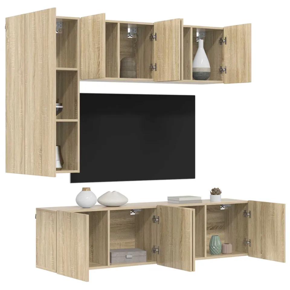 vidaXL 5-delige Tv-wandmeubelset bewerkt hout sonoma eikenkleurig, foto 3