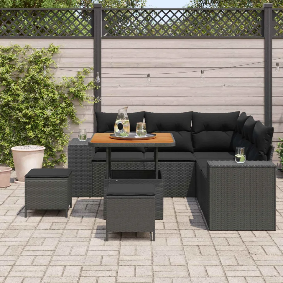 vidaXL Tuin Sofa Set 8 st Zwart poly rattan, foto 3