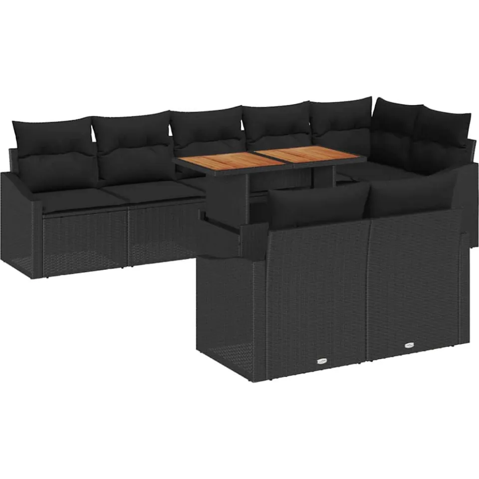 vidaXL Tuin Sofa Set 9 st Zwart Poly riet