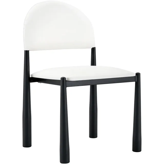 MUVANO Witte eetkamerstoelen set van 2 - Keukenstoelen - Halfronde gestoffeerde rugleuning - Kunstleer en metalen poten - 80 cm hoog - Voor keuken en eetkamer