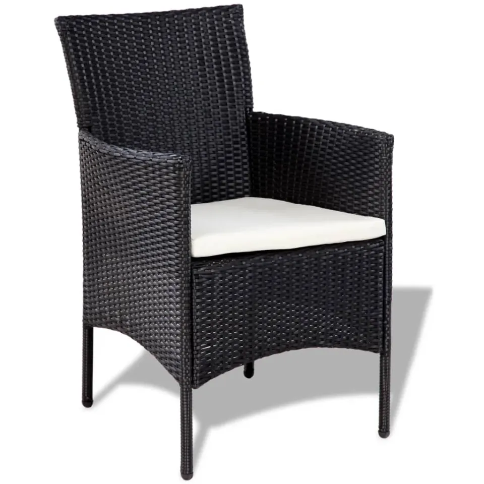 vidaXL 4-delige Loungeset met kussens poly rattan zwart, foto 3