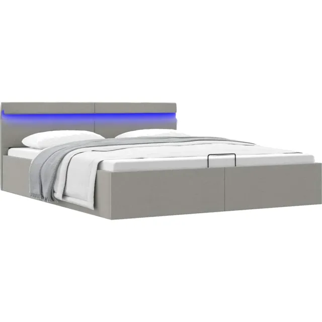 vidaXL Bedframe met opbergruimte en LED stof lichtgrijs 160x200 cm