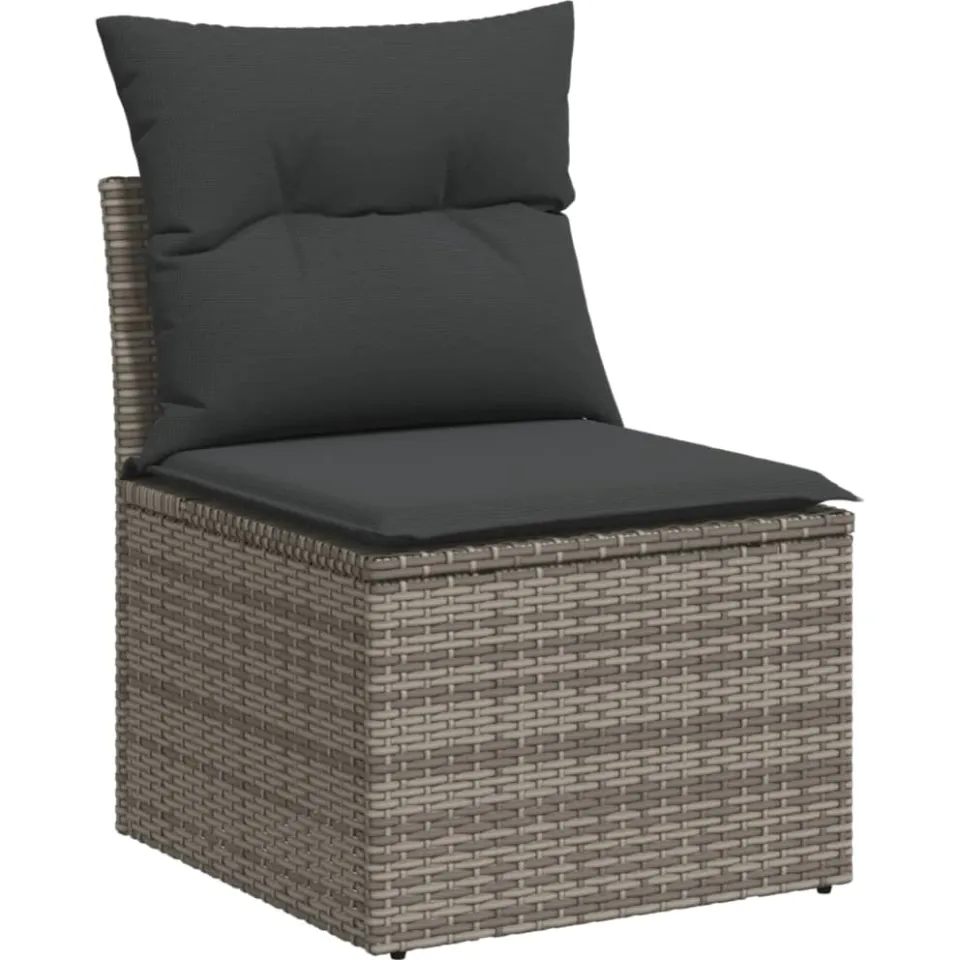 vidaXL 11-delige Loungeset met kussens poly rattan grijs