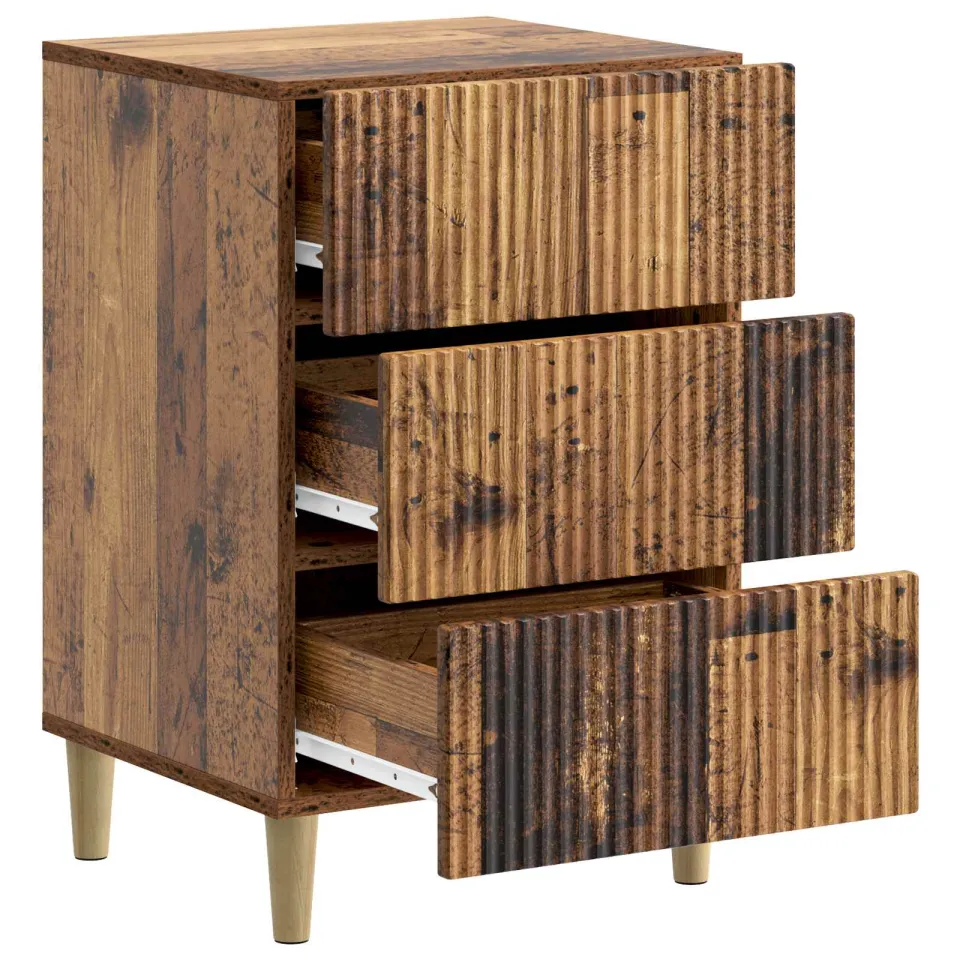 vidaXL Nachtkastje Oud hout 43 x 41 x 66,5 cm Bewerkt hout bruin, foto 3