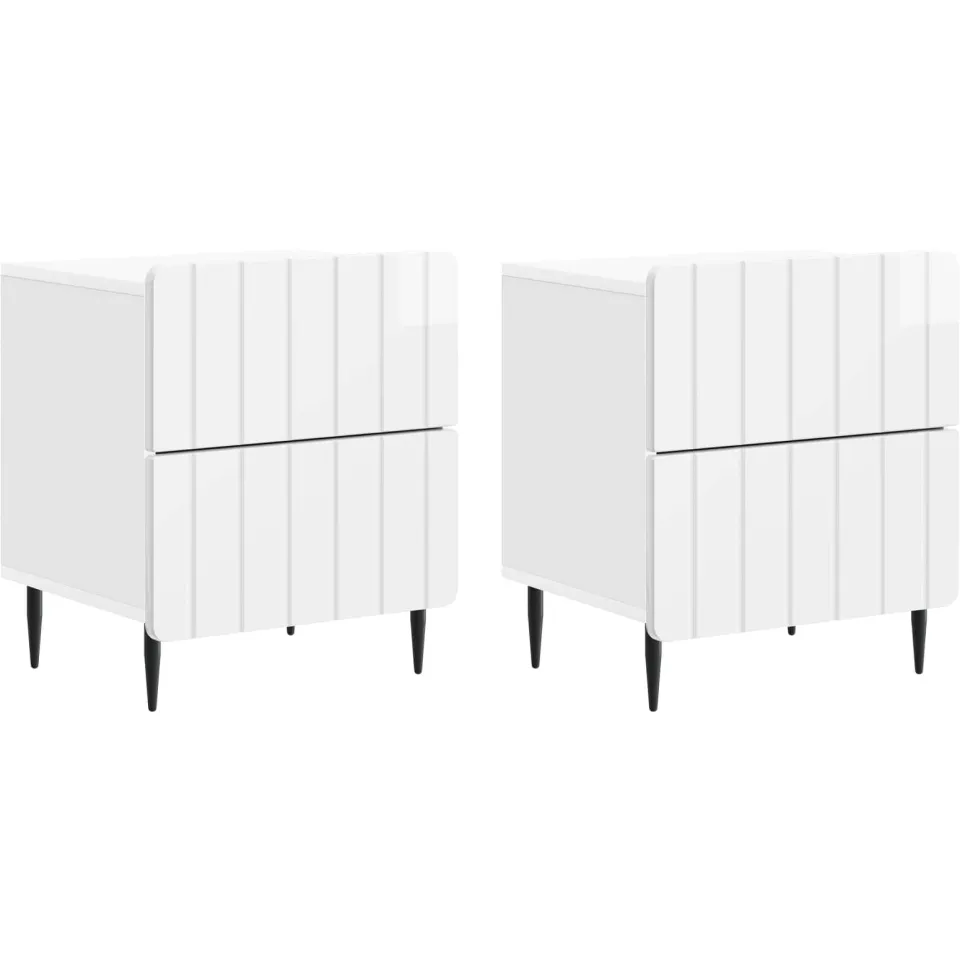 vidaXL Nachtkastje 2 st Hoogglans Wit 43 x 34,5 x 49,5 cm Bewerkt hout