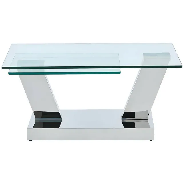 Vente-unique Salontafel met draaiblad OYRUS - Gehard glas & metaal Transparant