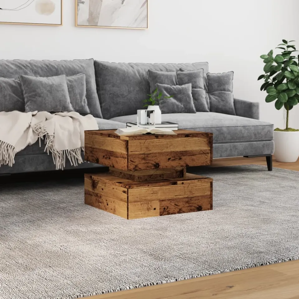 vidaXL Salontafel met LED-verlichting 50x50x40 cm oud houtkleurig bruin, foto 2