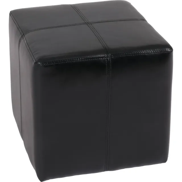 Cosmo Casa Cube Poef Onex - Leren en Kunstleer Opbergpoef, MVG-gecertificeerd, 36x36x36cm - Zwart