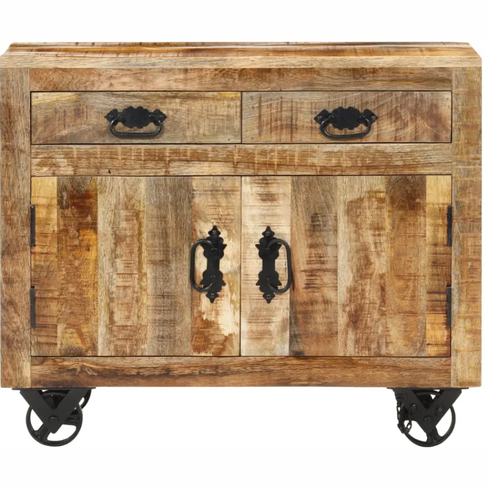 vidaXL Dressoir 80x30x65 cm massief ruw mangohout bruin, foto 3