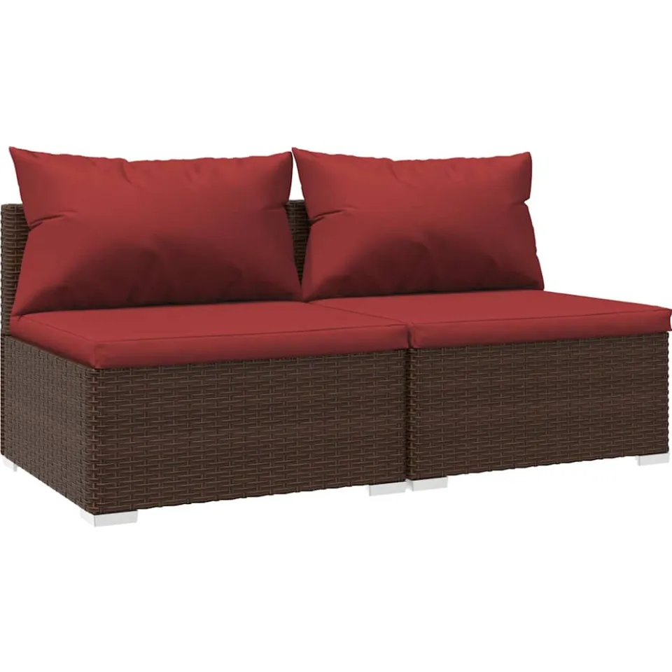 vidaXL 2-delige Loungeset met kussens poly rattan bruin, foto 3