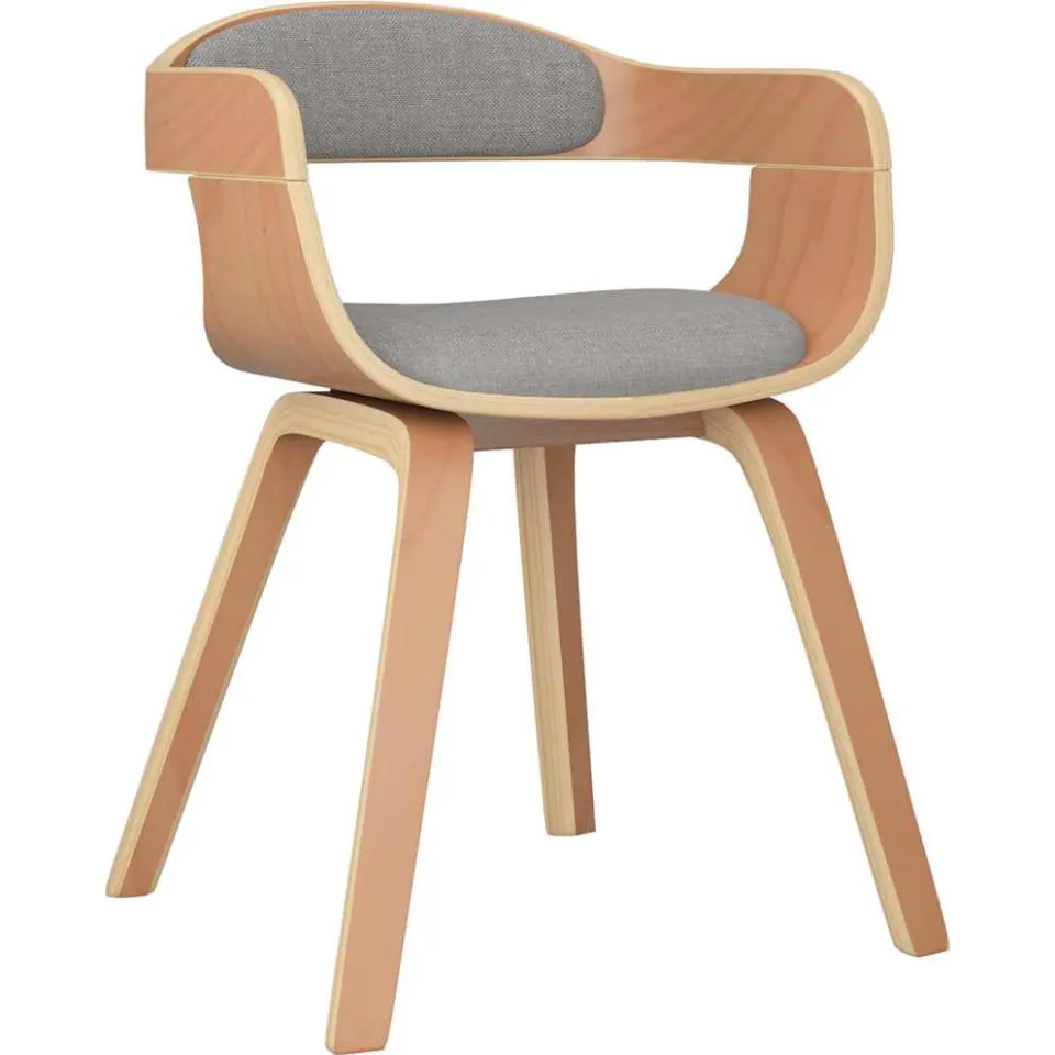 vidaXL Eetkamerstoel 2 st gebogen hout en stof taupe