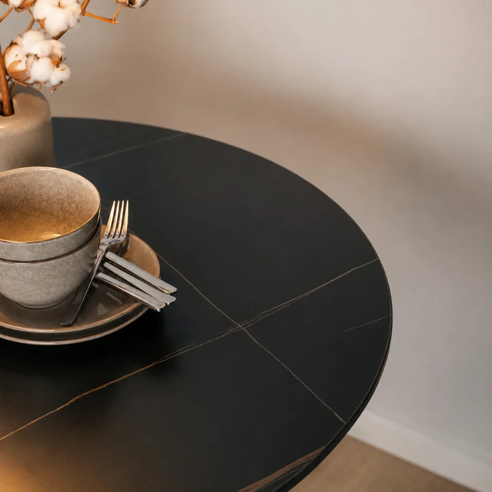 Lisomme Marly ronde eettafel keramiek zwart - Ø90x75 cm, foto 5