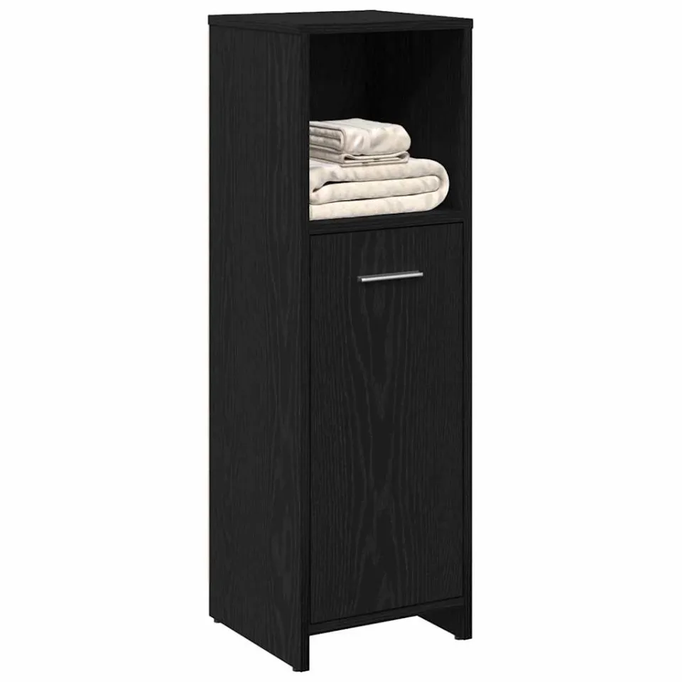 vidaXL Badkamerkast Zwart Eiken 30x30x95 cm Bewerkt Hout
