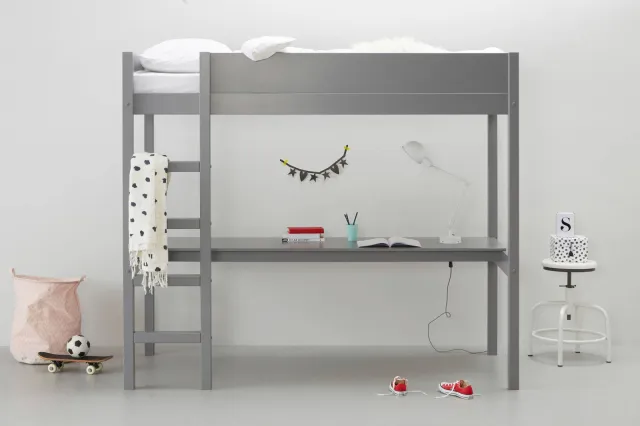 NOUS Kids hoogslaper incl. bureau Charlie (90x200 cm) Grijs