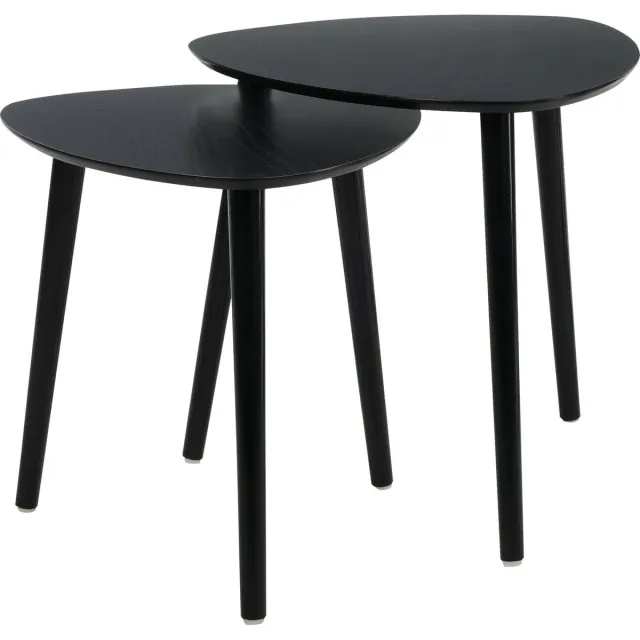 Home & Styling Bijzettafeltjes - set 2x stuks Ancona - zwart - D40 x H41 cm/D45 x H45 cm - dennenhout - koffie tafels