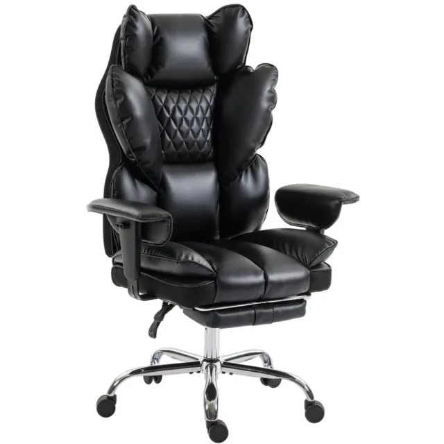 ZYLARO Ergonomische Bureaustoel met Voetensteun & Hoge Rugleuning - Max. kanteling 135° - In Hoogte Verstelbaar - tot 180 kg - Kantoorstoel - Gamestoel - Directiestoel - Volwassenen Stoel - Computerstoel - Zwart Zwart + Zilver