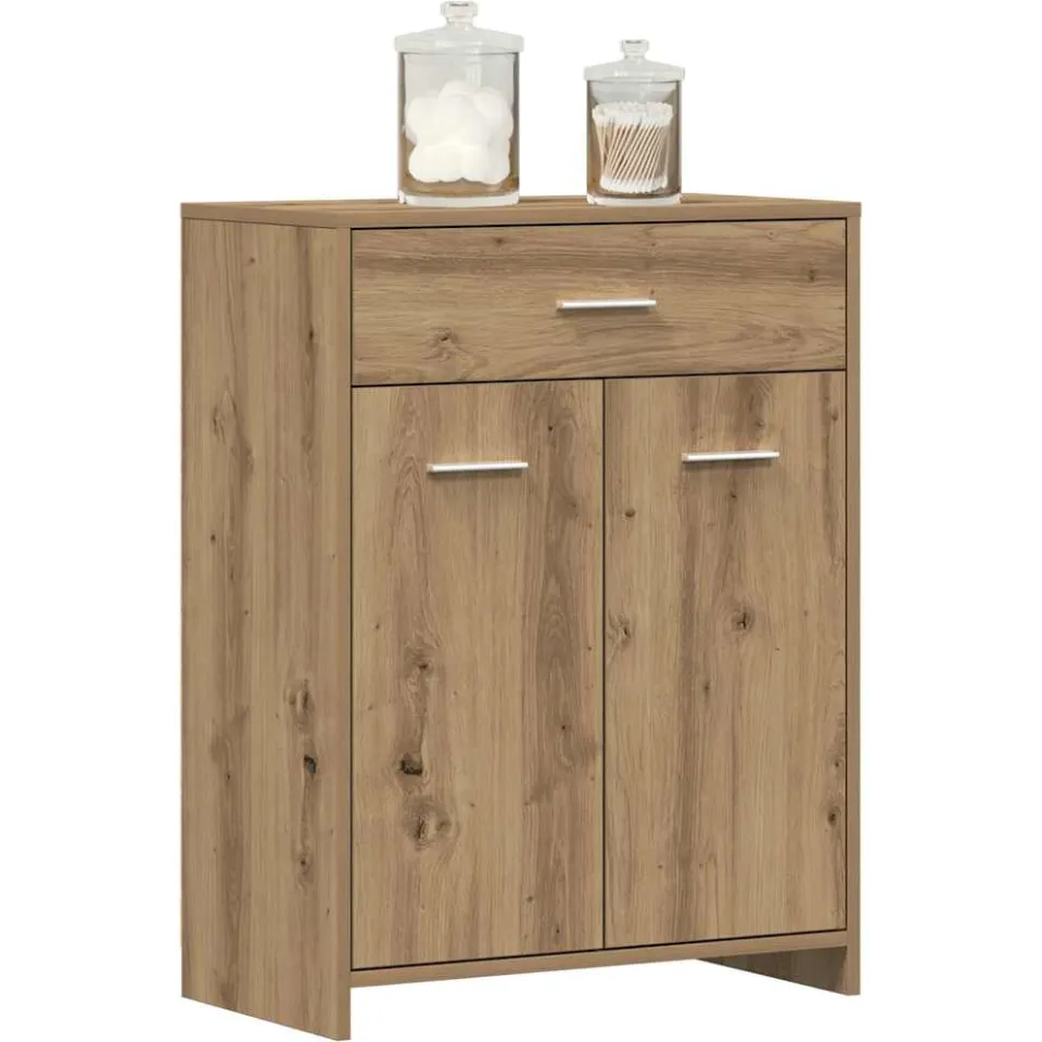vidaXL Badkamerkast 60x33x80 cm bewerkt hout artisanaal eikenkleurig Bruin