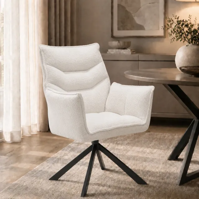 The Seats Eetkamerstoel Dani - 360 graden draaibaar - OTE Cloud Stof - Ivory