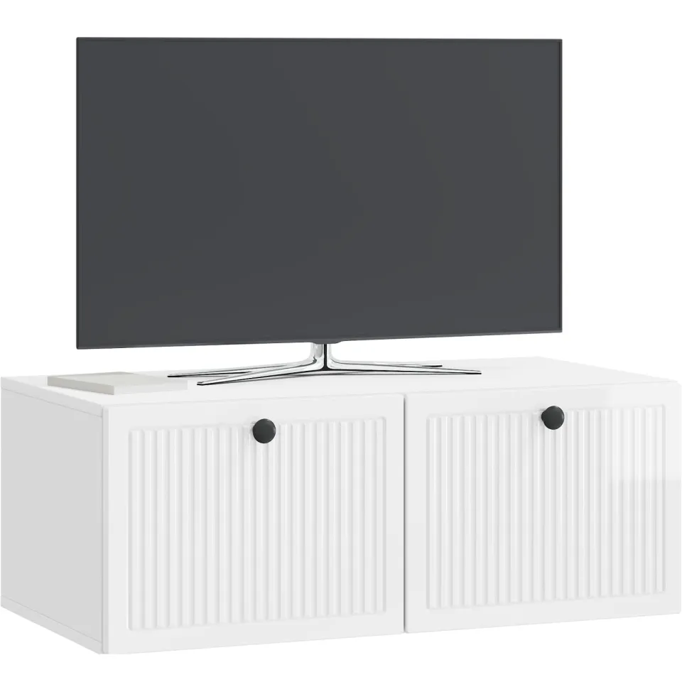 vidaXL Wandbeugel TV-kast Hoogglans Wit 78,5 x 41 x 30 cm Bewerkt hout