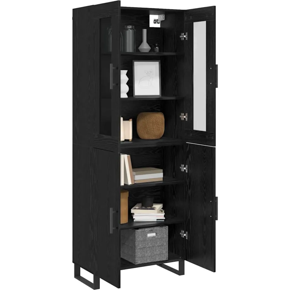 vidaXL Hoge kast 2 st Zwart eiken 69,5 x 34 x 180 cm Bewerkt hout, foto 3