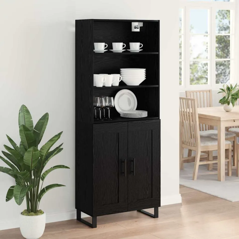 vidaXL Hoge kast 2 st Zwart Eiken 69,5 x 34 x 180 cm, foto 4