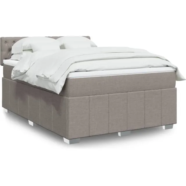 vidaXL Boxspring met matras stof taupe 140x200 cm