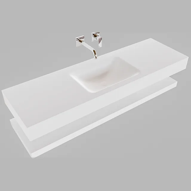 Boss & Wessing Badkamermeubel BWS Ibiza 150 cm met Planchet Solid Surface Mat Wit (acht varianten)
