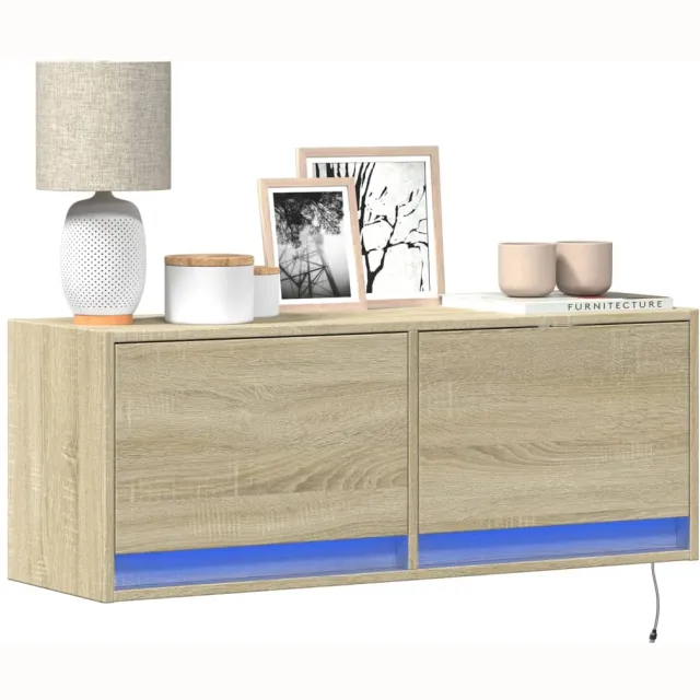 vidaXL Tv-wandmeubel met LED-verlichting 100x31x35 cm sonoma eiken Bruin