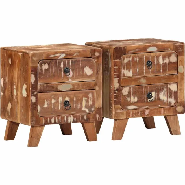 vidaXL Nachtkastje 2 st 40x32x46 cm massief gerecycled hout Bruin