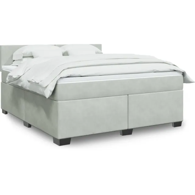 vidaXL Boxspring met matras fluweel lichtgrijs 180x200 cm grijs