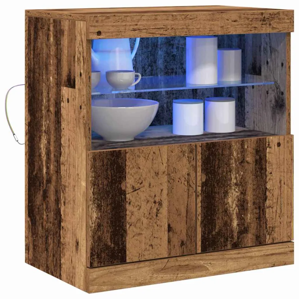 vidaXL LED Sideboard Bruin 60,5 x 37 x 67 cm Bewerkt hout, foto 2