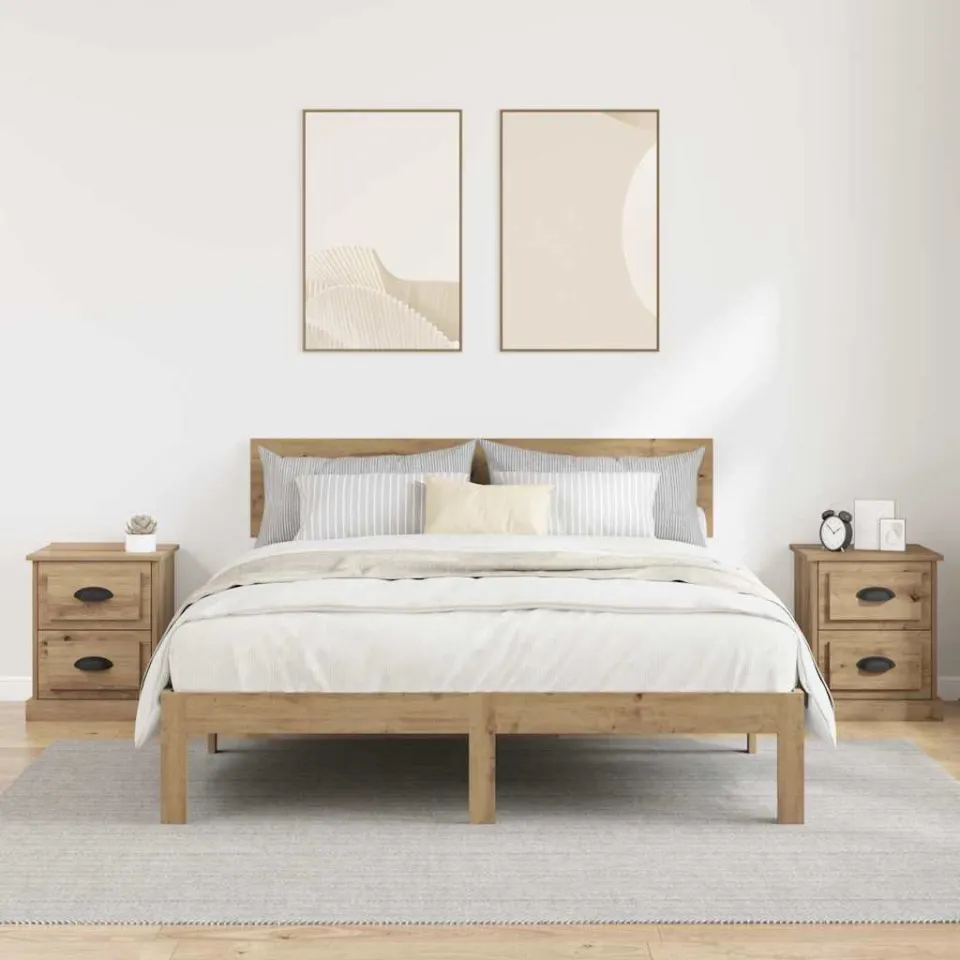 vidaXL Nachtkastje 2 st Artisan Eiken 39 x 39 x 47.5 cm Bewerkt hout, foto 4