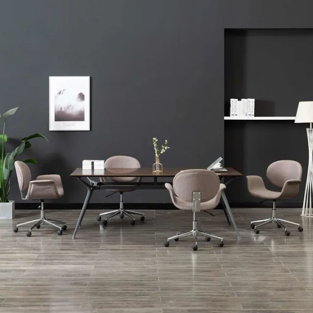 vidaXL Eetkamerstoelen 4 st draaibaar stof taupe, foto 2