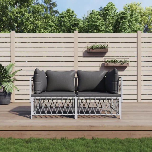 vidaXL 2-delige Loungeset met kussens staal wit, foto 2