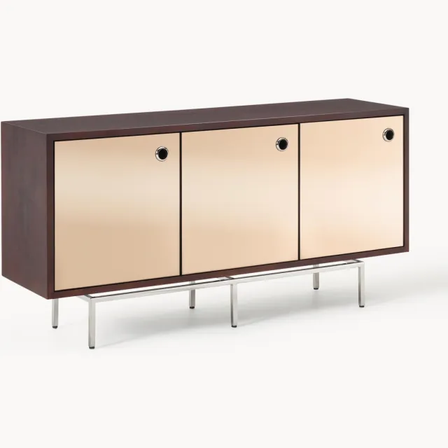 Westwing Collection Dressoir Scarlett met spiegelglazen deuren Bruin