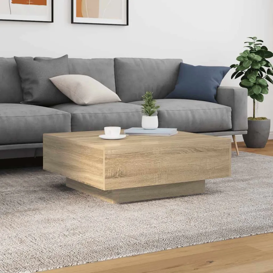 vidaXL Salontafel 80x80x31 cm spaanplaat sonoma eikenkleurig, foto 3