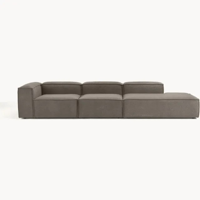 Westwing Collection Modulaire XL chaise longue Lennon uit bouclé taupe