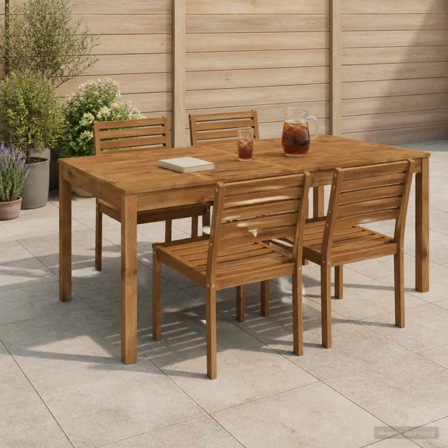 vidaXL Tuindiner tafel LAREN Naturel 180 x 88,5 x 75 cm, foto 2