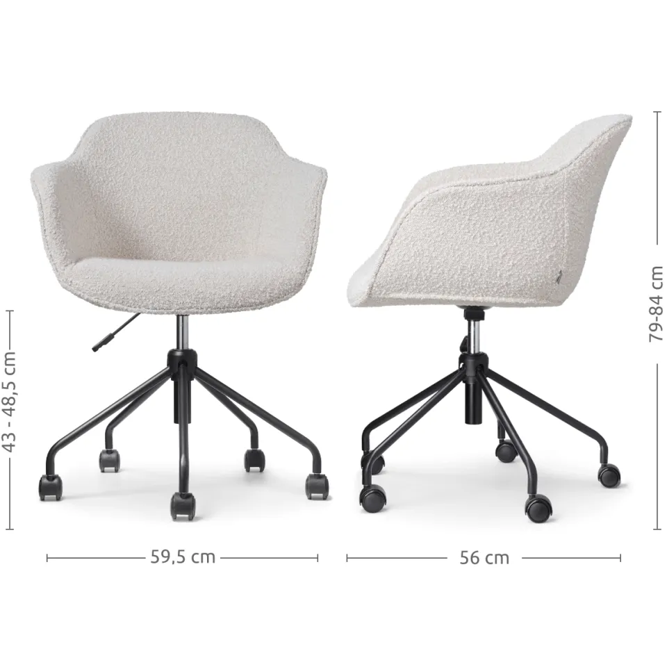 Nolon Nout-Mare bureaustoel bouclé beige - zwart onderstel, foto 3