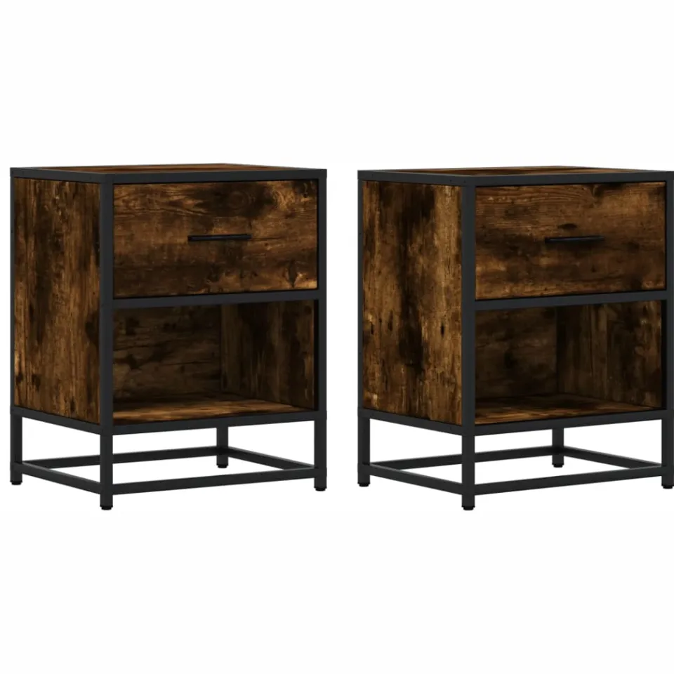 vidaXL Nachtkastjes 2 st 40x31x50 cm bewerkt hout gerookt eikenkleurig