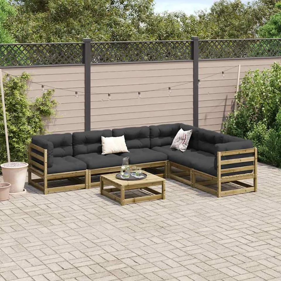 vidaXL 7-delige Loungeset geïmpregneerd grenenhout bruin, foto 3