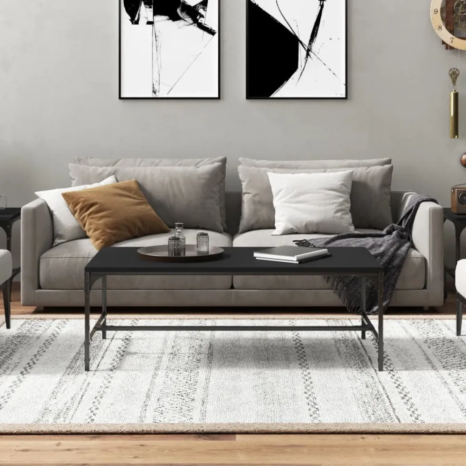 vidaXL Salontafel 100x50x35 cm bewerkt hout zwart, foto 2