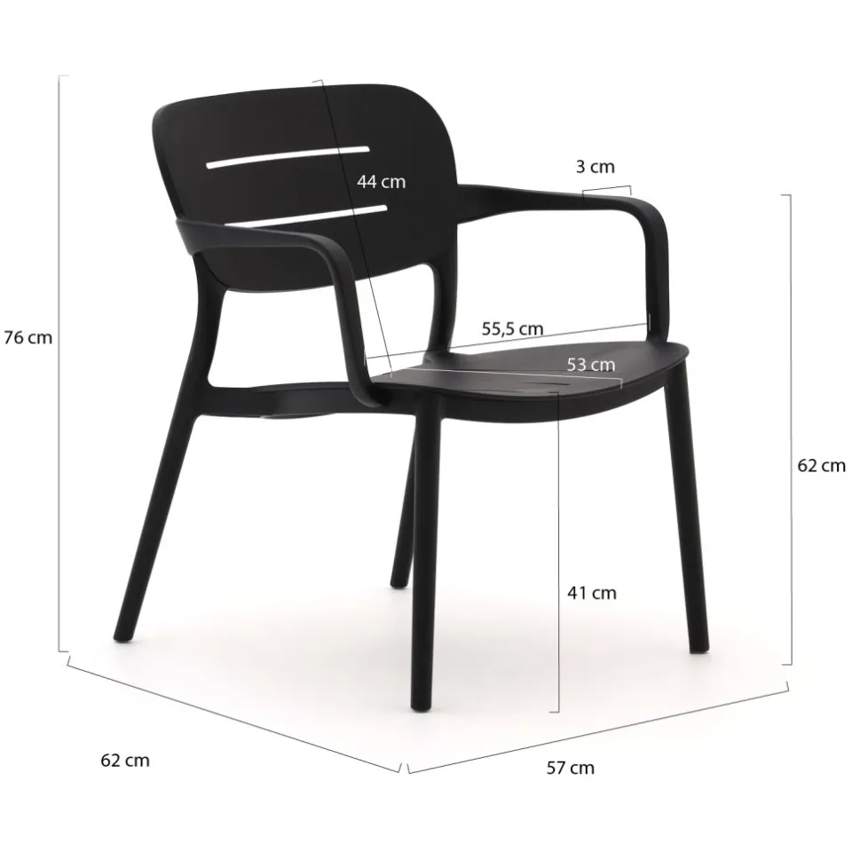 Forza Furniture Forza Pazzia lounge tuinstoel stapelbaar Zwart