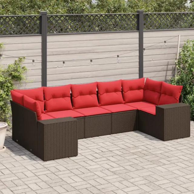 vidaXL 7-delige tuinbankset met kussens, bruin polyrotan, foto 2