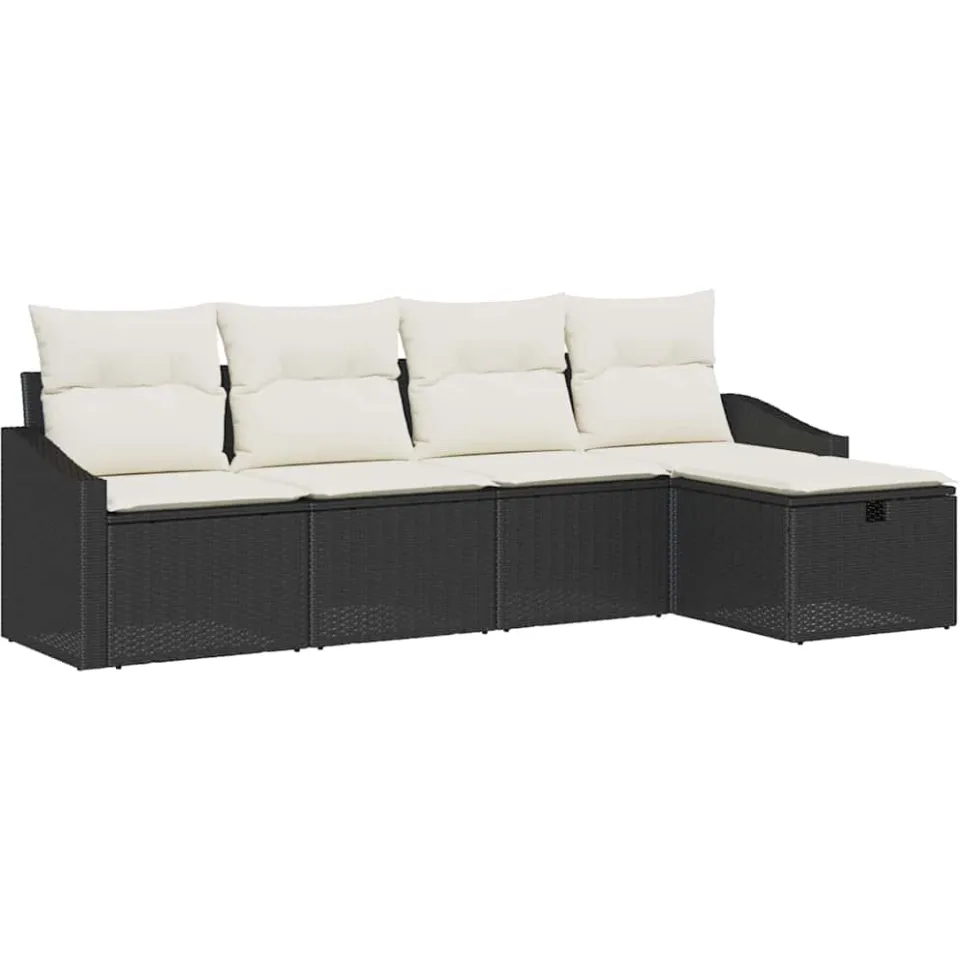 vidaXL Bankstel 6 st poly rattan Zwart